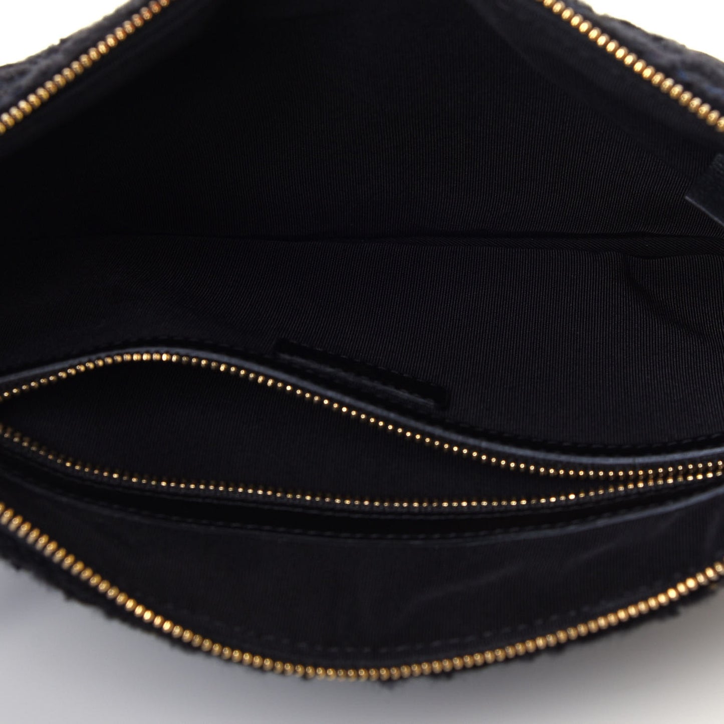 Tweed Quilted Large Chanel 19 Pouch Black Navy Gold