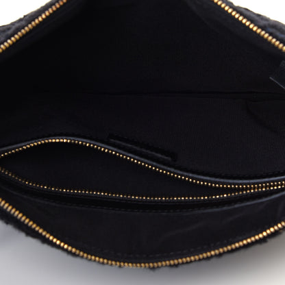 Chanel Tweed Quilted Large Chanel 19 Pouch Black Navy Gold 5 of 13