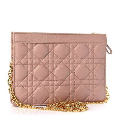 Christian Dior Calfskin Cannage Caro Zipped Pouch With Chain Fard 3 of 8