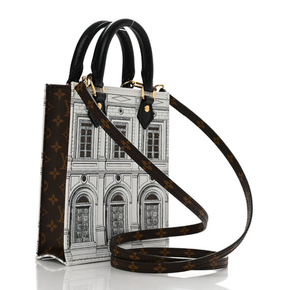 Louis Vuitton X FORNASETTI Calfskin Architettura Petit Sac Plat Black White 3 of 9