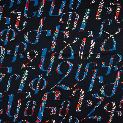 Hermes Cashmere Silk Lettres d'Erevan Shawl 140 Marine Canard Orange 1 of 6