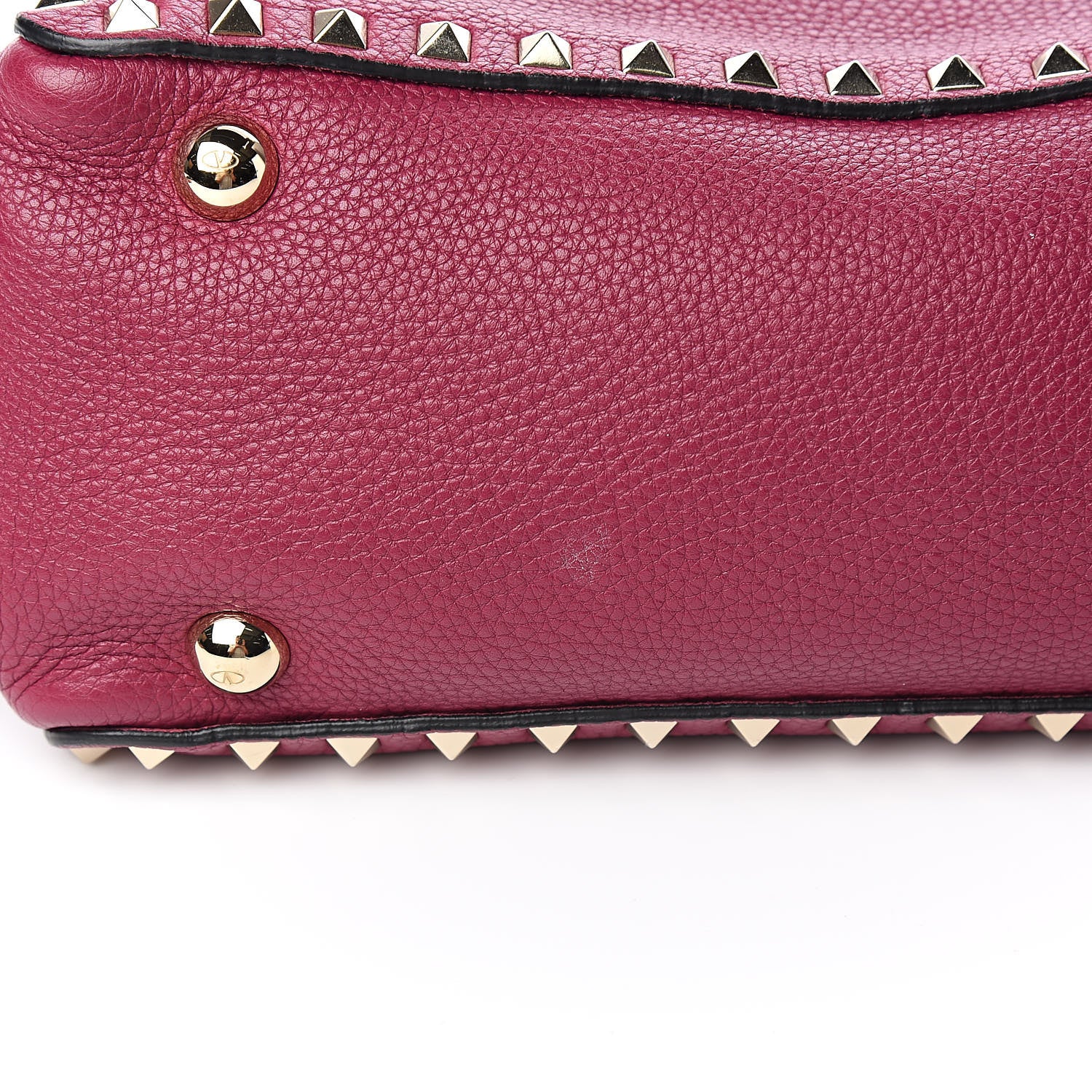 Valentino Garavani Grained Calfskin Small Rockstud Tote Deep Cyclamin 9 of 11