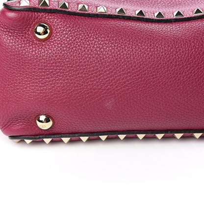 Valentino Garavani Grained Calfskin Small Rockstud Tote Deep Cyclamin 9 of 11