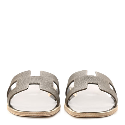 Hermes Epsom Oran Sandals 38 Etoupe 2 of 9