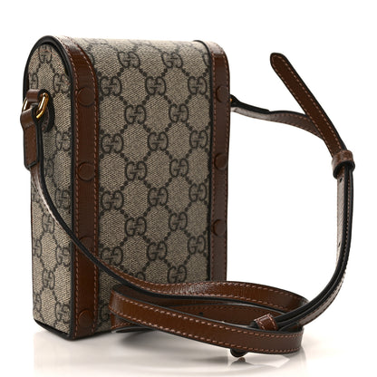 Gucci GG Supreme Monogram Mini Horsebit 1955 Crossbody Bag Beige Brown Sugar 3 of 10