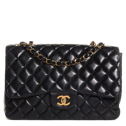 Chanel Lambskin Quilted Jumbo Single Flap Black 1 of 9