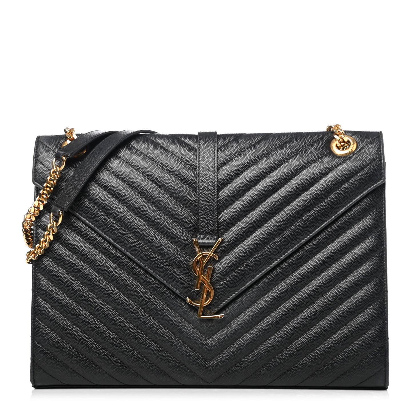 Grain De Poudre Matelasse Chevron Large Monogram Satchel Black
