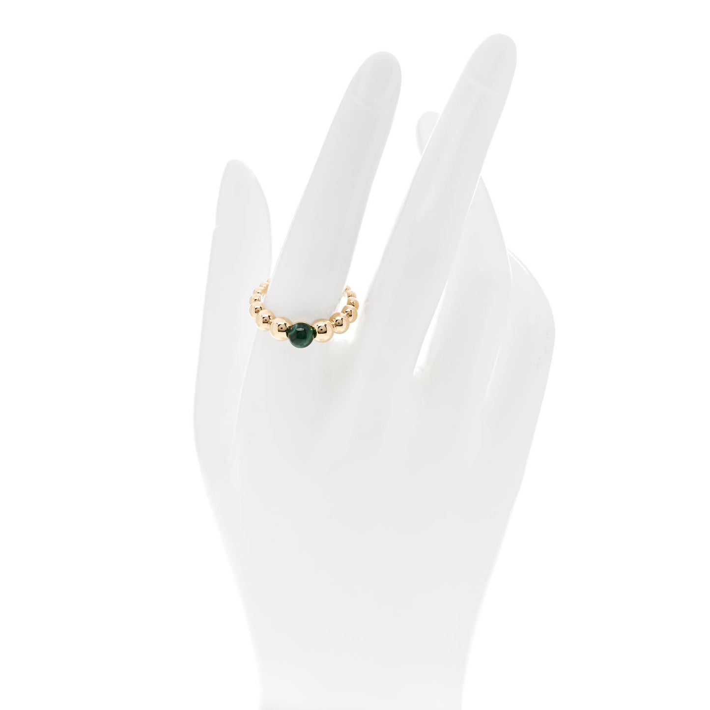 18K Yellow Gold Malachite Perlee Couleurs Variation Ring 58 8.25