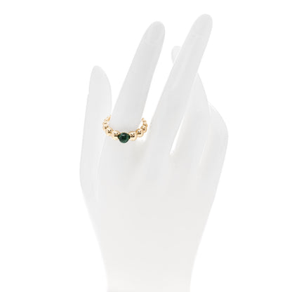Van Cleef & Arpels 18K Yellow Gold Malachite Perlee Couleurs Variation Ring 58 8.25 2 of 5