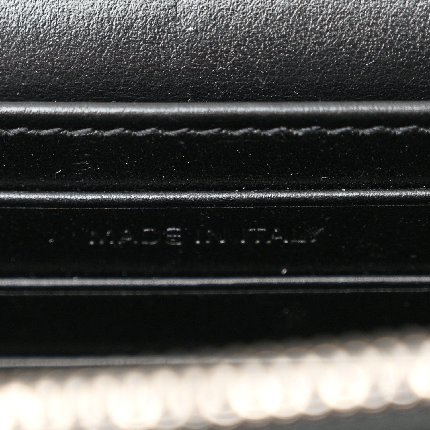 Saint Laurent Calfskin Crocodile Embossed Monogram Sunset Chain Wallet Black 7 of 11