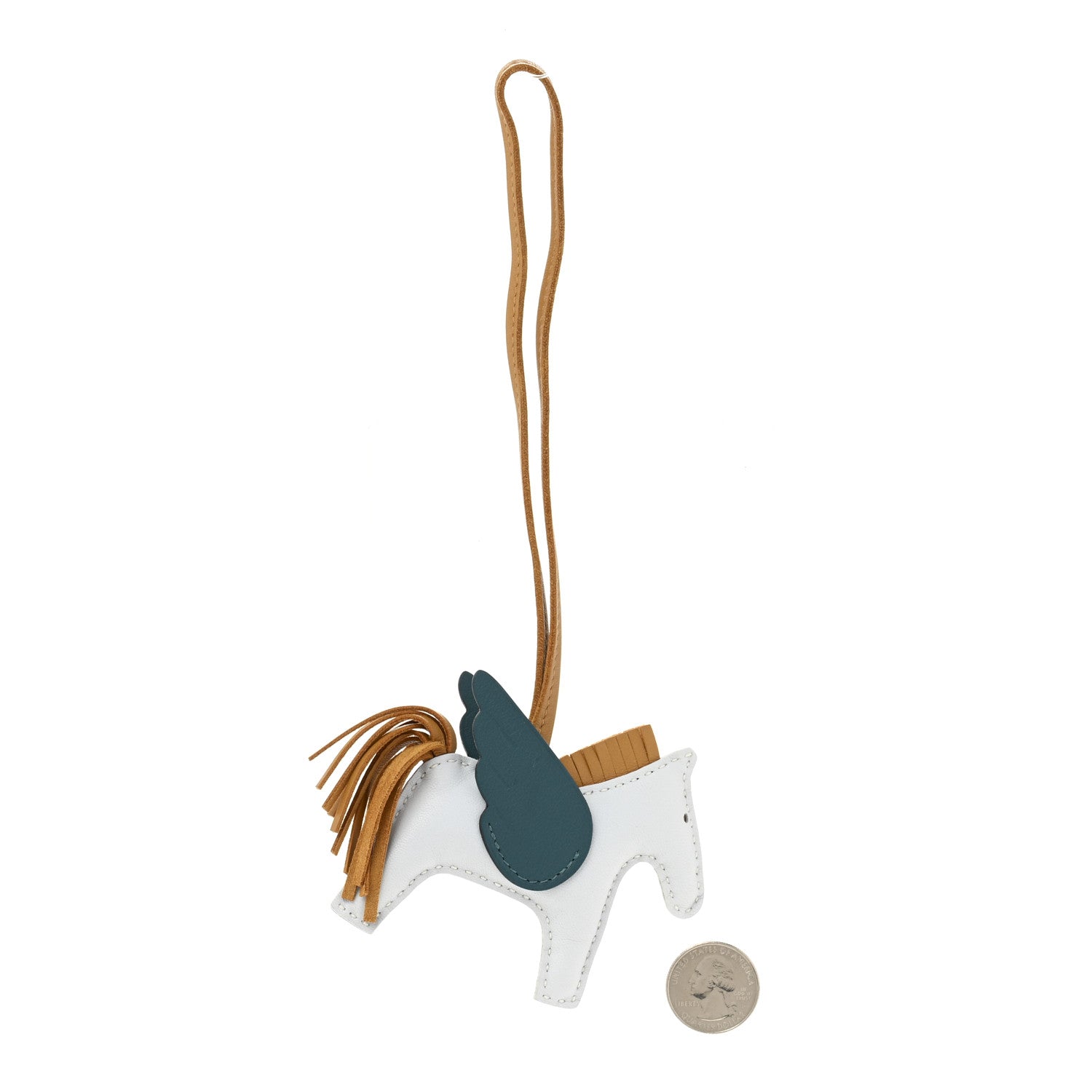 Hermes Milo Lambskin Grigri Rodeo Pegase Horse Bag Charm PM Bleu Brume Sesame Vert Bosphore 2 of 6