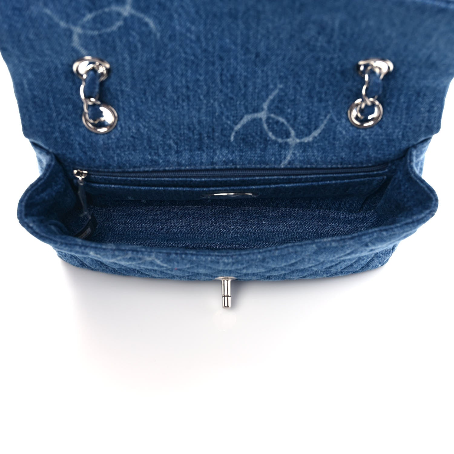 Chanel Denim Quilted CC Print Medium Single Flap Blue 5 of 9