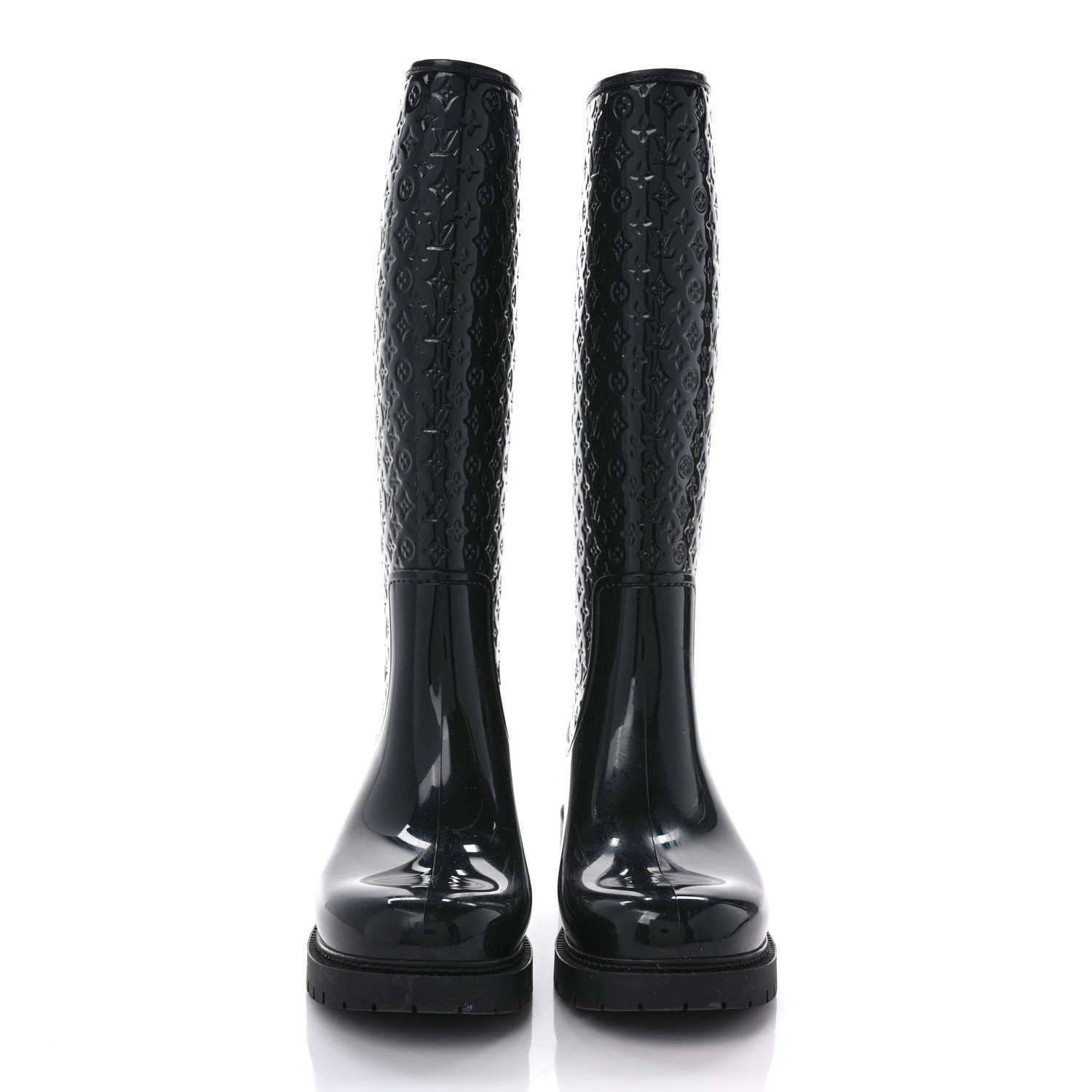 Louis Vuitton Rubber Embossed Monogram Splash Rain Boots 39 Black 2 of 8