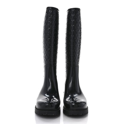Louis Vuitton Rubber Embossed Monogram Splash Rain Boots 39 Black 2 of 8