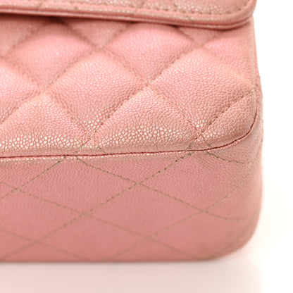 Chanel Iridescent Caviar Quilted Medium Double Flap Rose Pink 13 of 14