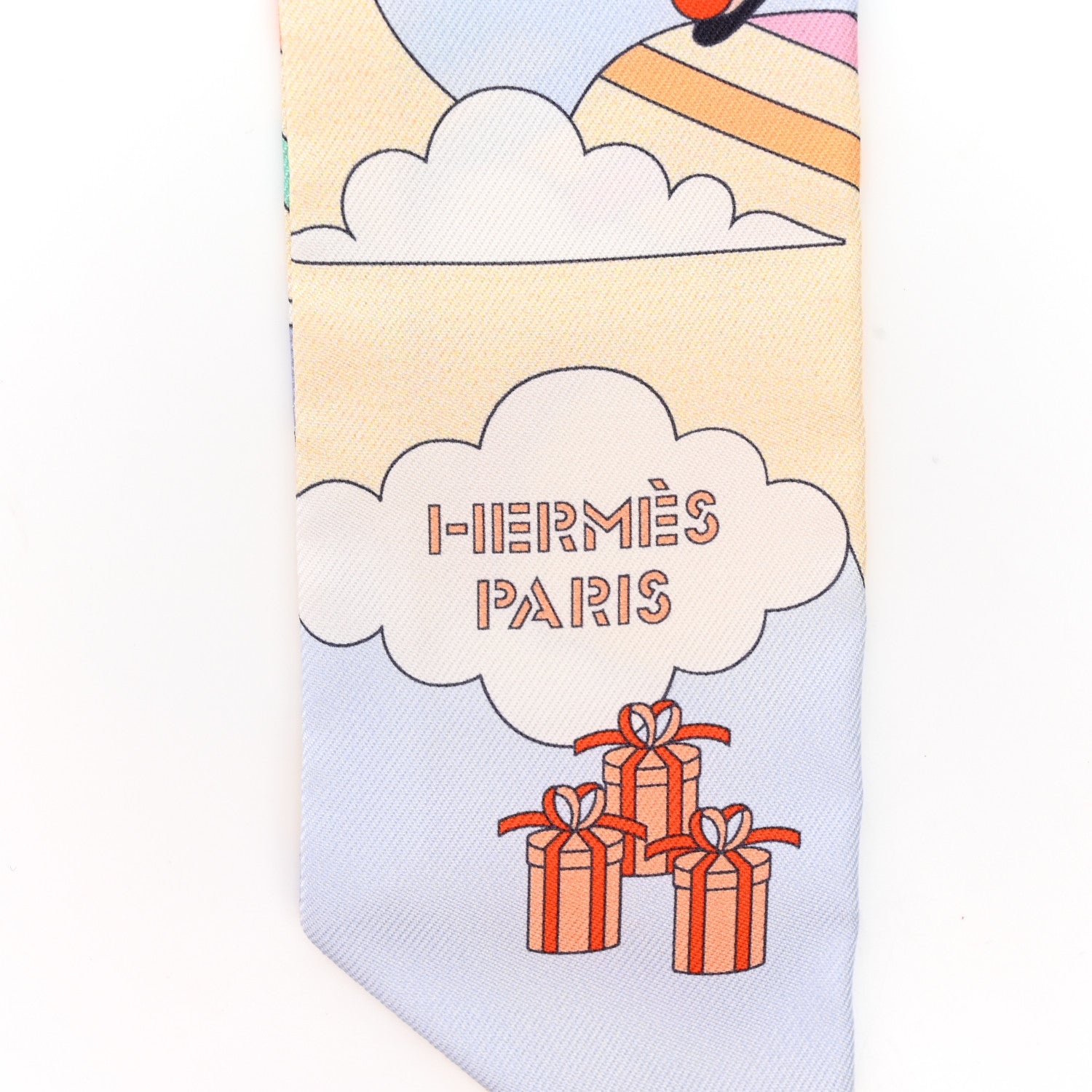 Hermes Silk Carres Volants Twilly Jaune Soufre Ciel Vert Jade 2 of 4