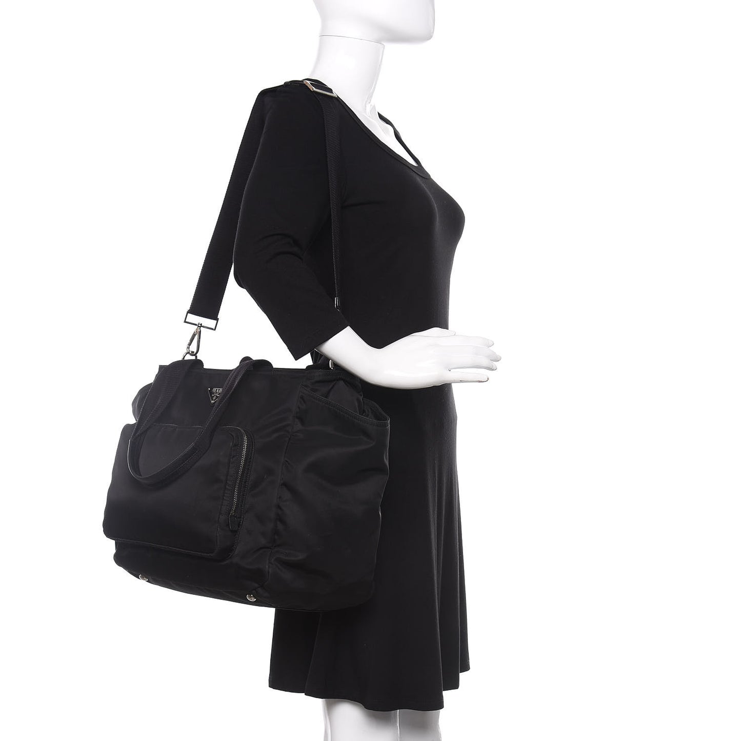 Tessuto Nylon Vela Diaper Bag Black
