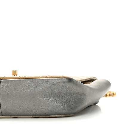 Chanel Metallic Lambskin Quilted Camellia Flower Flap Pale Gold Silver Dark Gold 10 of 10