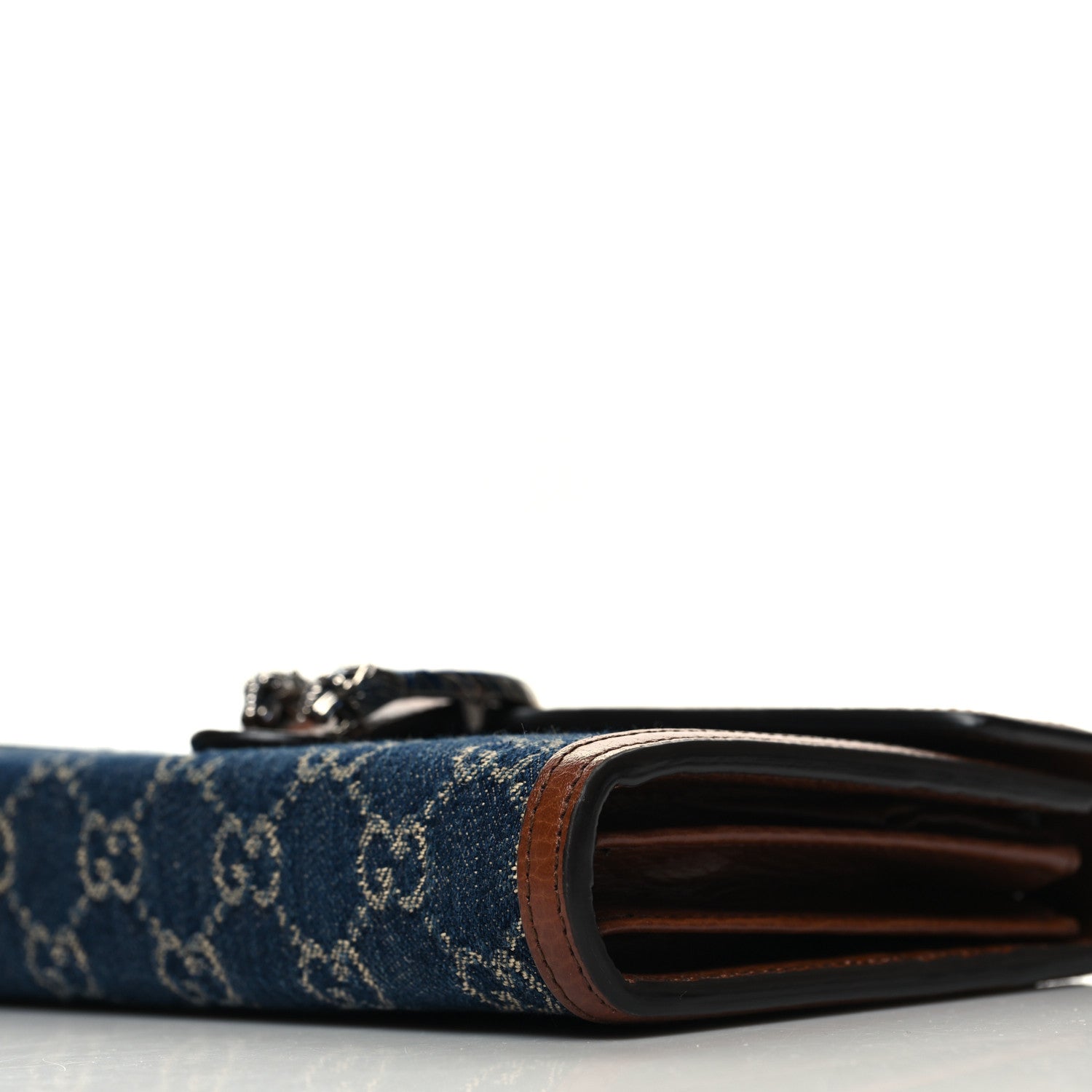 Gucci New Denim GG Monogram Dollar Calfskin Enamel Mini Dionysus Chain Wallet Blue Tea Cuir Epilog Electric Blue 12 of 12