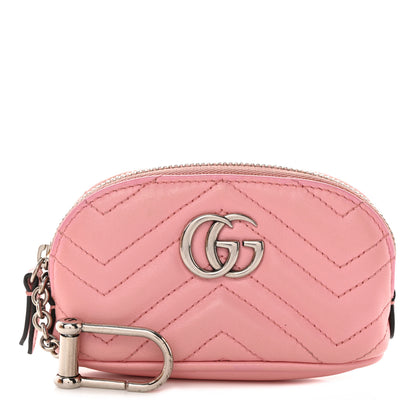 Gucci Calfskin Matelasse GG Marmont Key Pouch Wild Rose 1 of 10