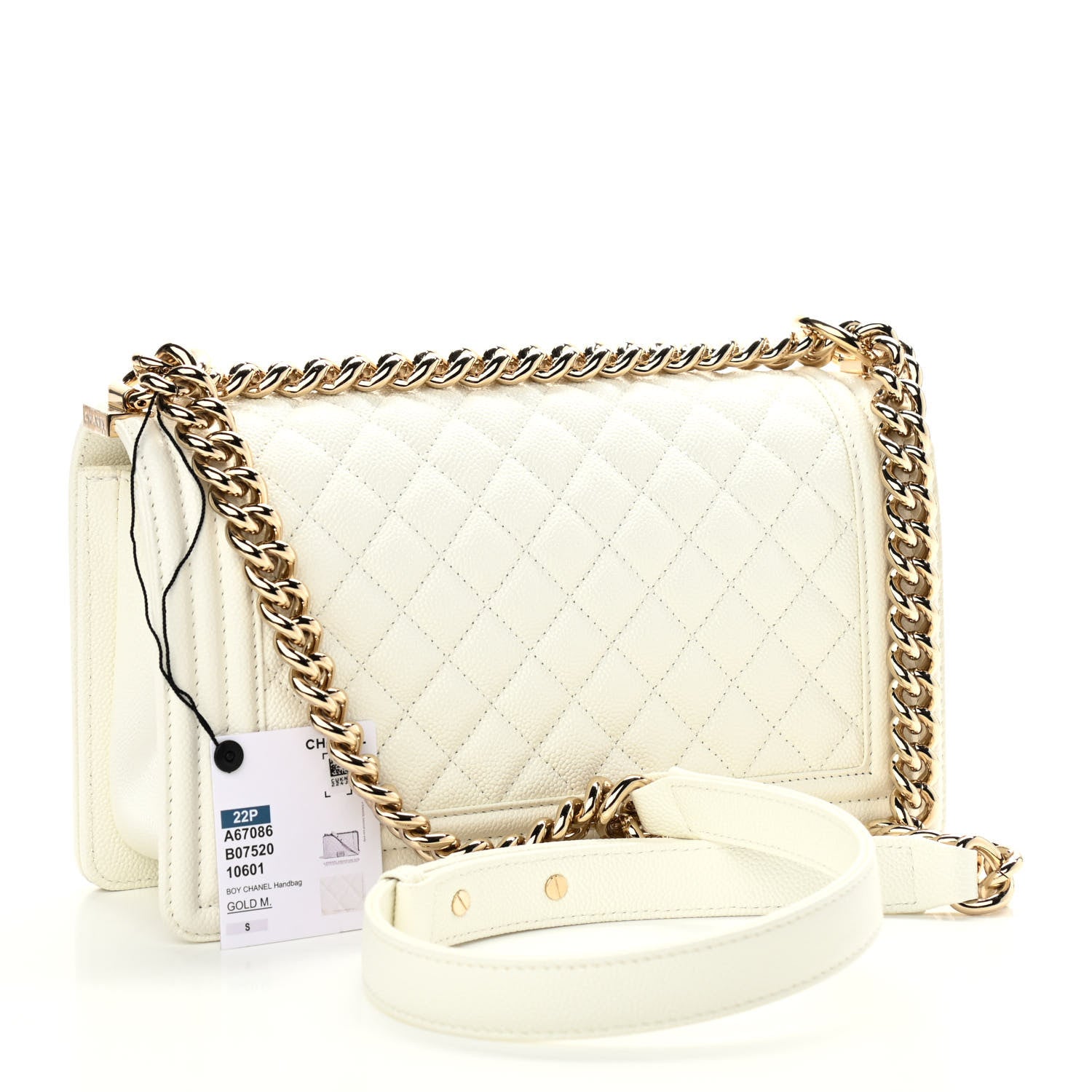 Chanel Caviar Quilted Medium Boy Flap White 2 of 9