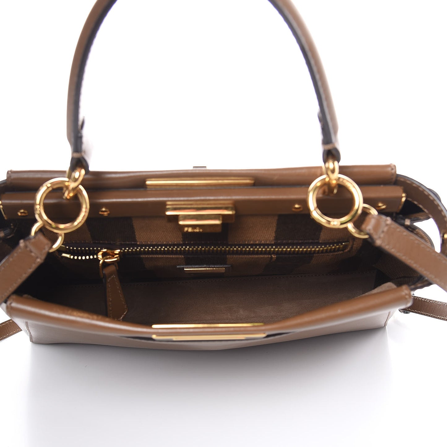 Vitello Morgan Fabric Jacquard Pequin Medium Peekaboo Iconic Satchel Foresta Tobacco Black