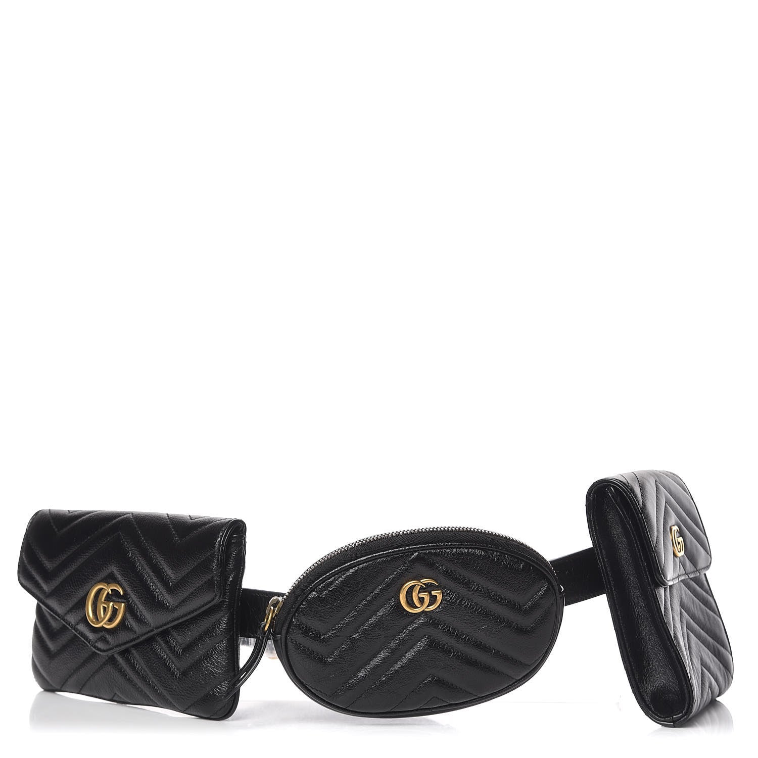 Gucci Calfskin Matelasse GG Marmont 2.0 Multi Belt Bag 85 34 Black 1 of 11