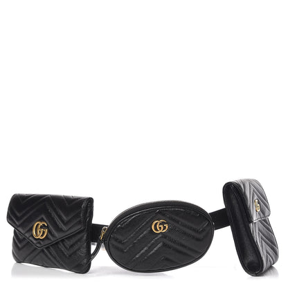 Gucci Calfskin Matelasse GG Marmont 2.0 Multi Belt Bag 85 34 Black 1 of 11