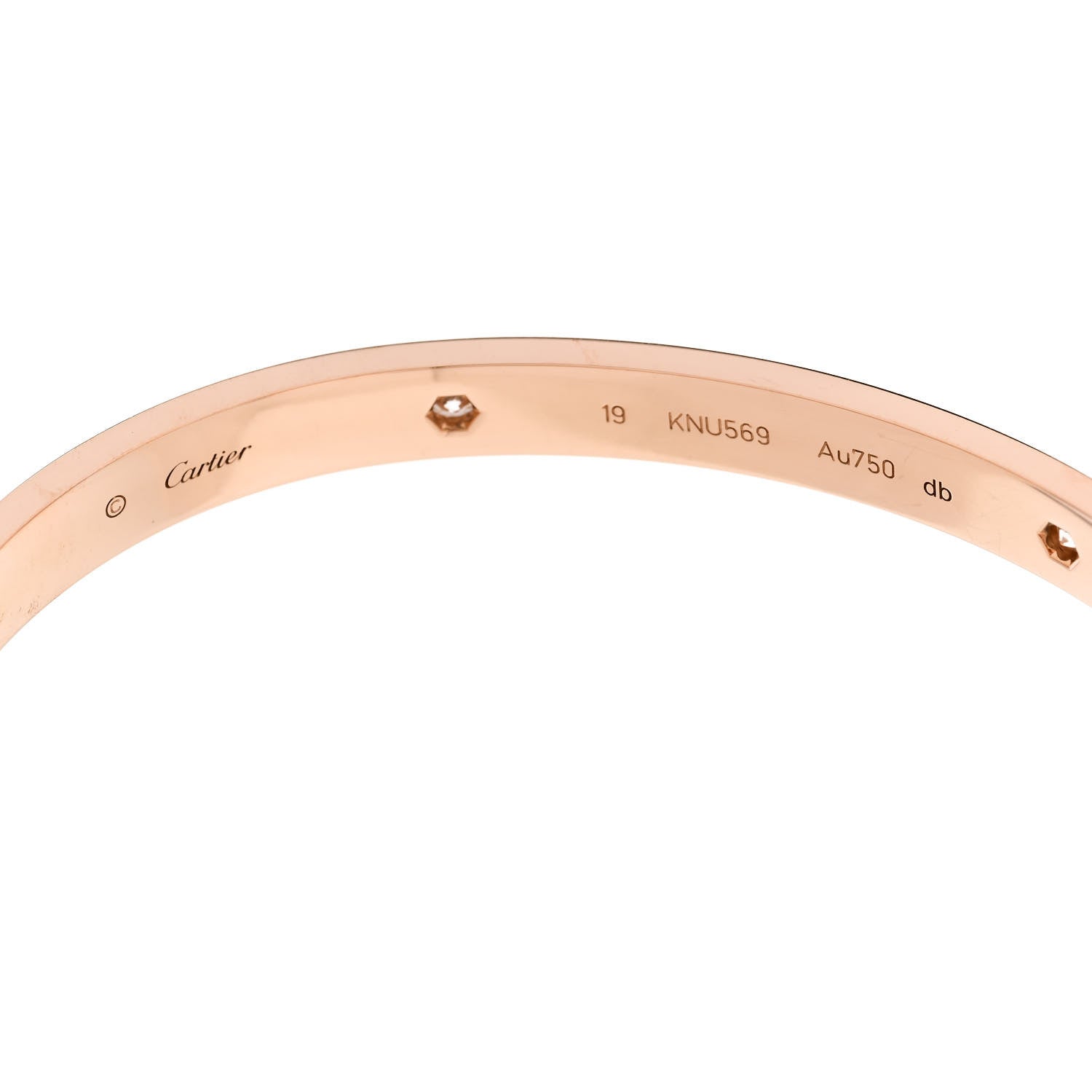 Cartier 18K Pink Gold 4 Diamond LOVE Bracelet 19 4 of 8