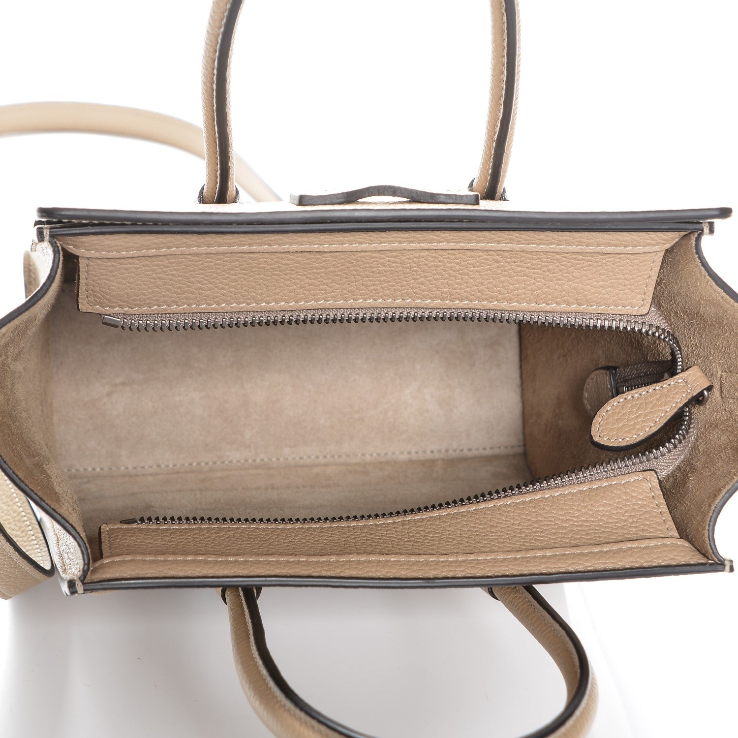 Celine Drummed Calfskin Nano Luggage Dune 5 of 6