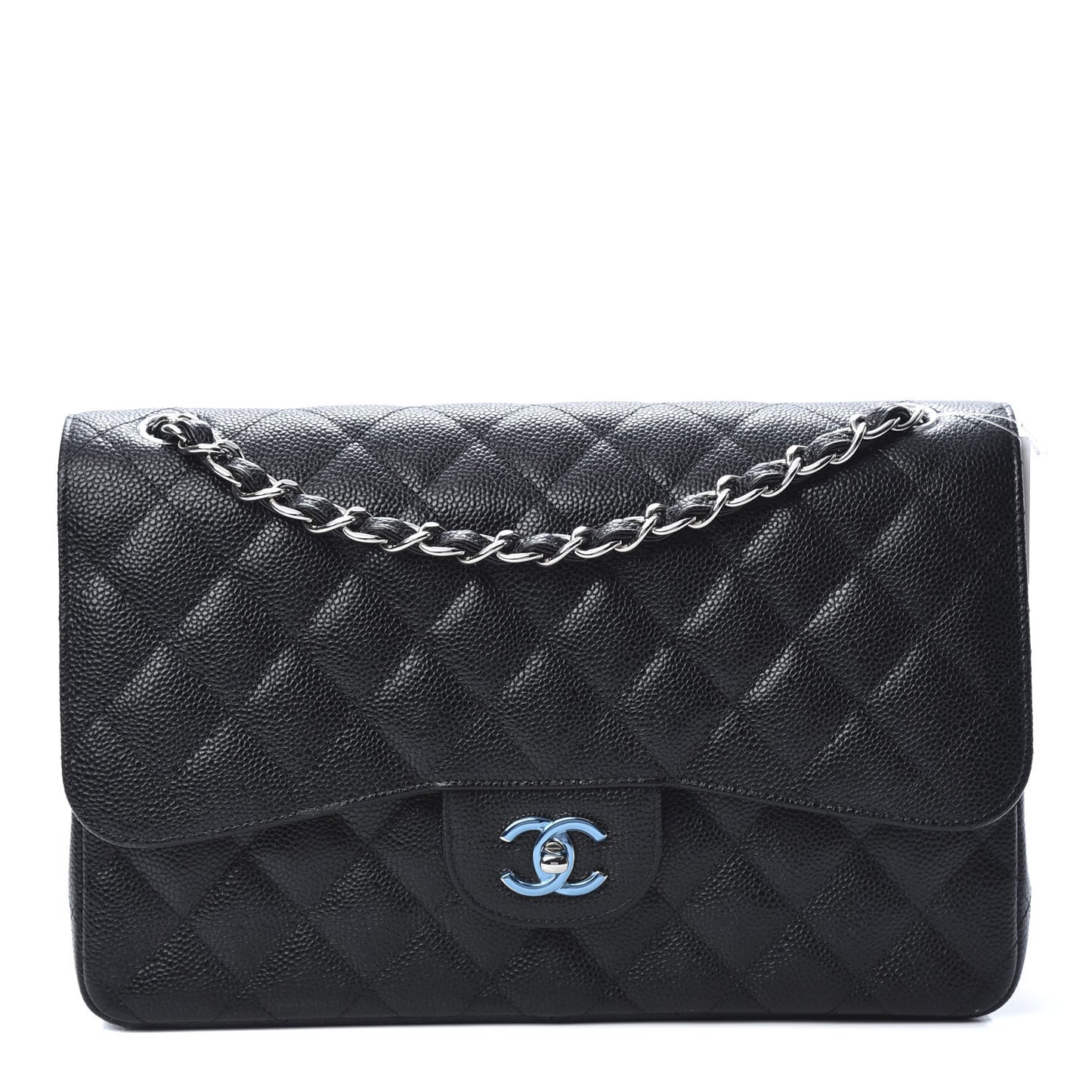 Caviar Quilted Jumbo Double Flap Black