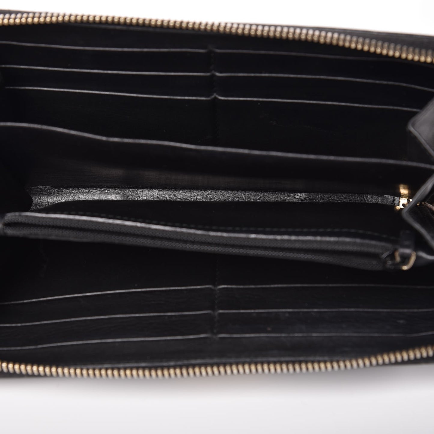 Guccissima Margaux Calfskin Metal Bar Zip Around Wallet Black