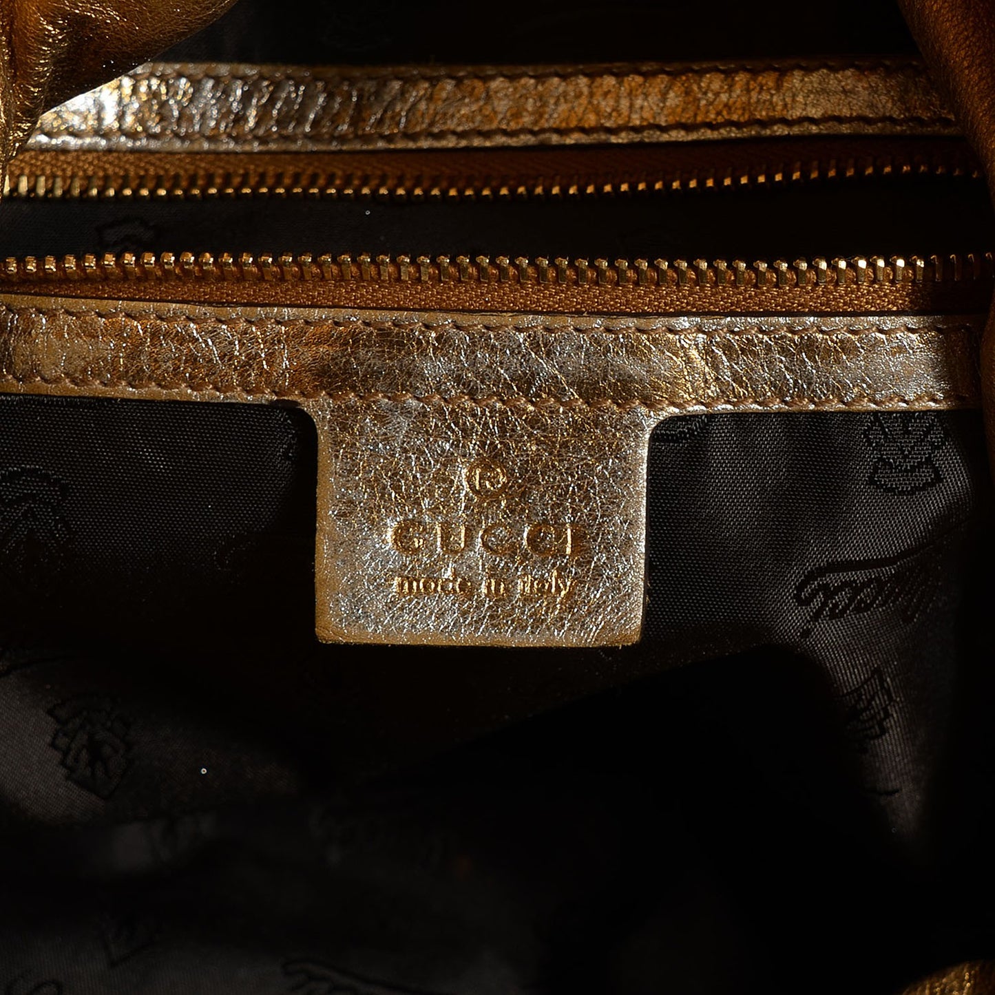 Patent Calfskin Large Hysteria Top Handle Bag Gold