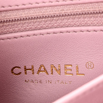 Chanel Crumpled Lambskin Quilted Mini CC Links Top Handle Flap Light Pink 6 of 10