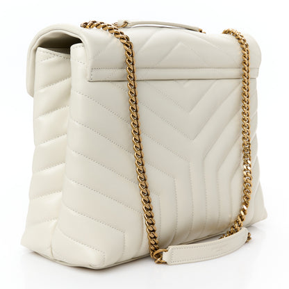 Saint Laurent Calfskin Y Quilted Monogram Medium Loulou Chain Satchel Crema Soft 3 of 11