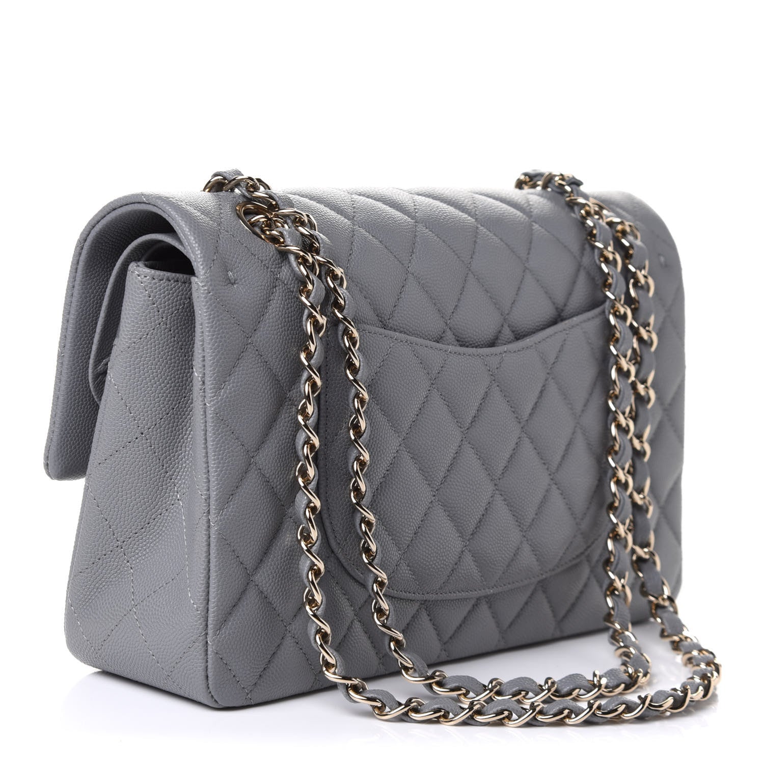 Chanel Caviar Quilted Medium Double Flap Grey 2 of 10