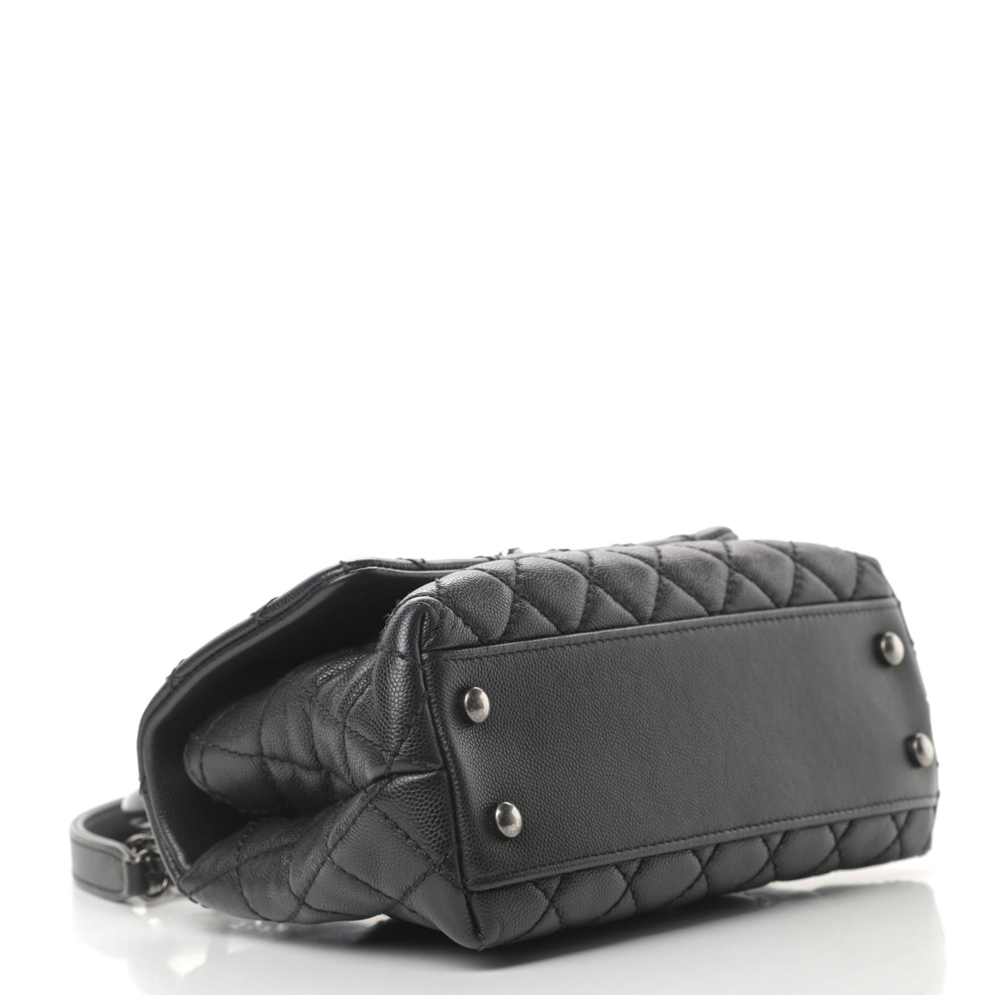 Caviar Quilted Mini Coco Handle Flap Black