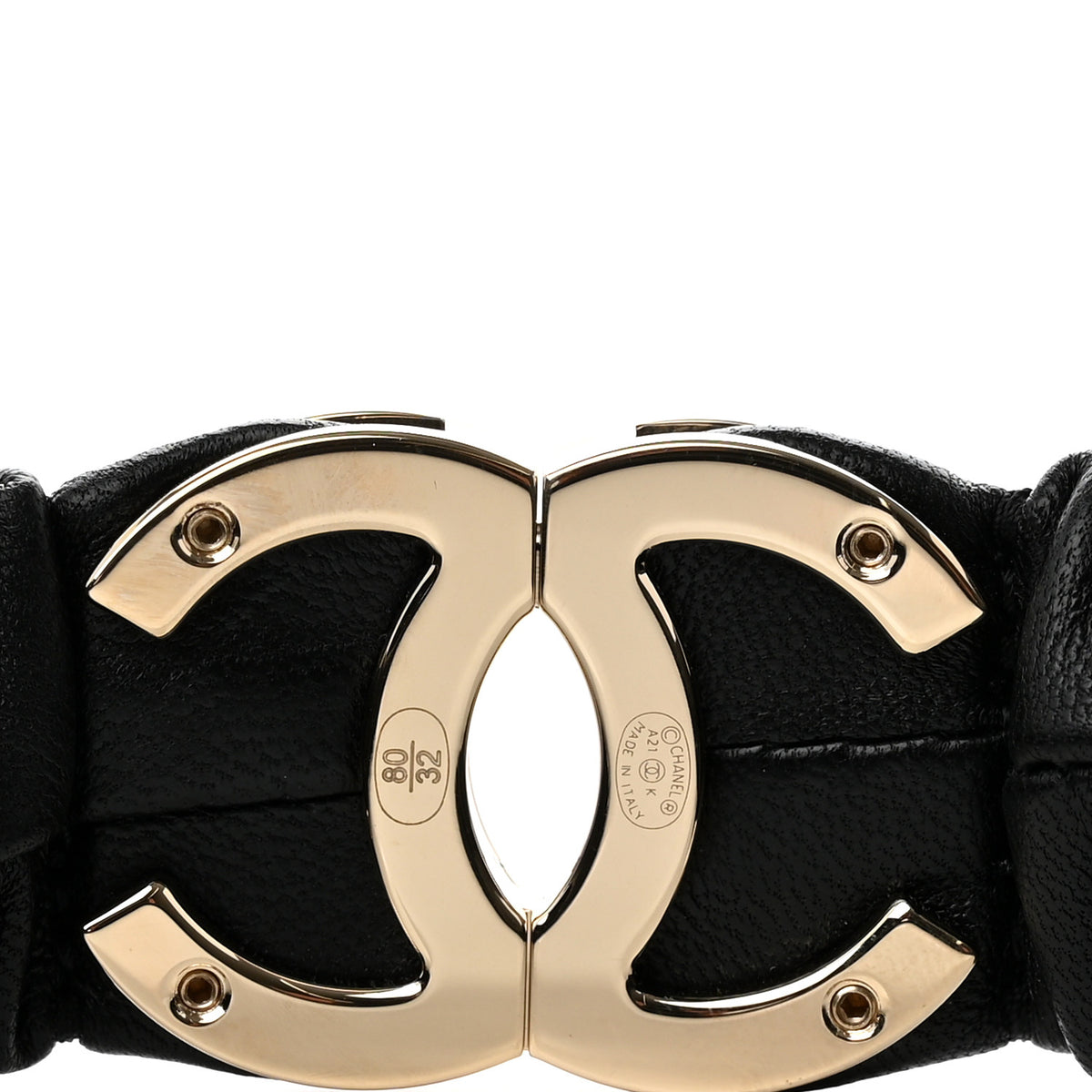 Lambskin Ruched CC Belt 80 32 Black