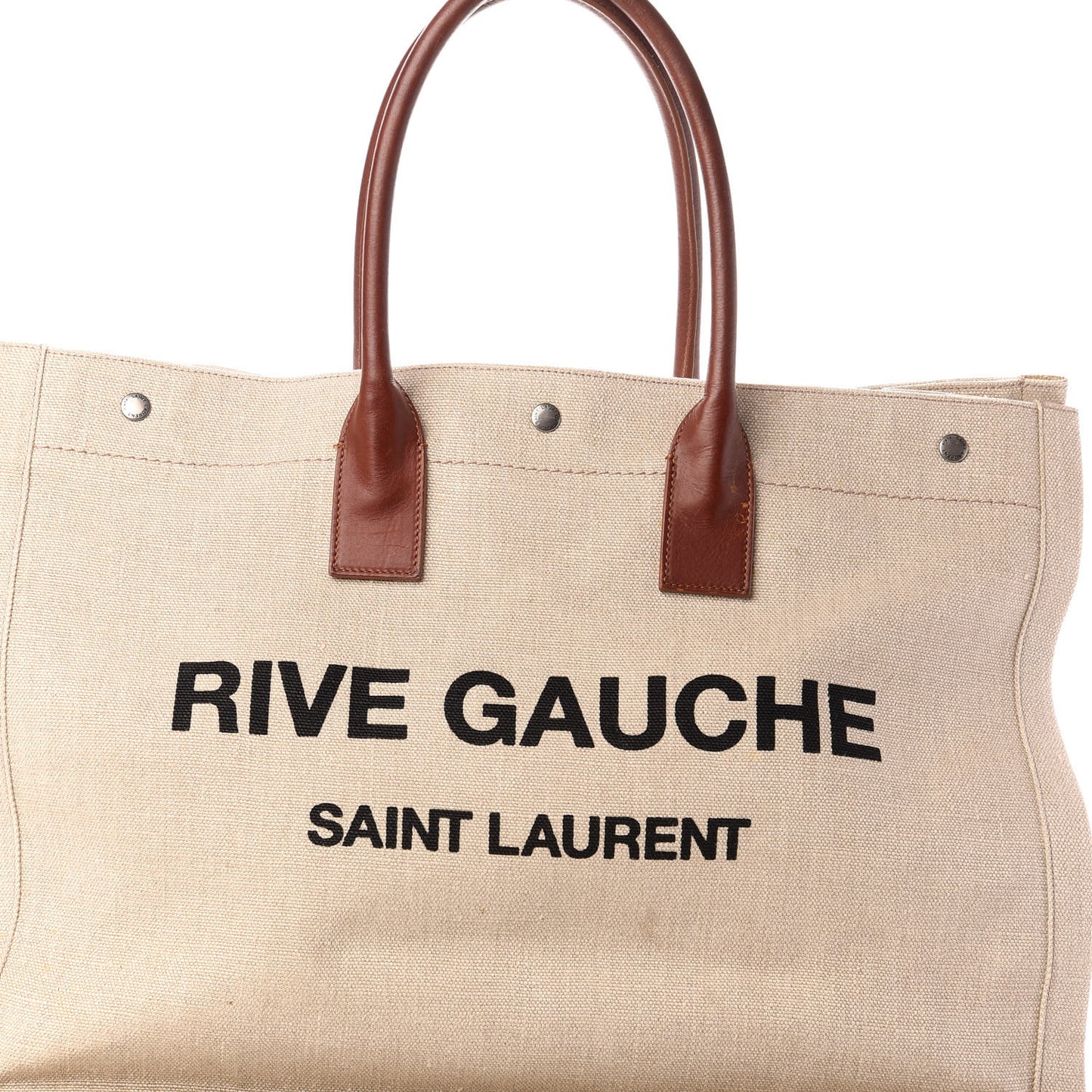Linen Calfskin Rive Gauche Tote Tan