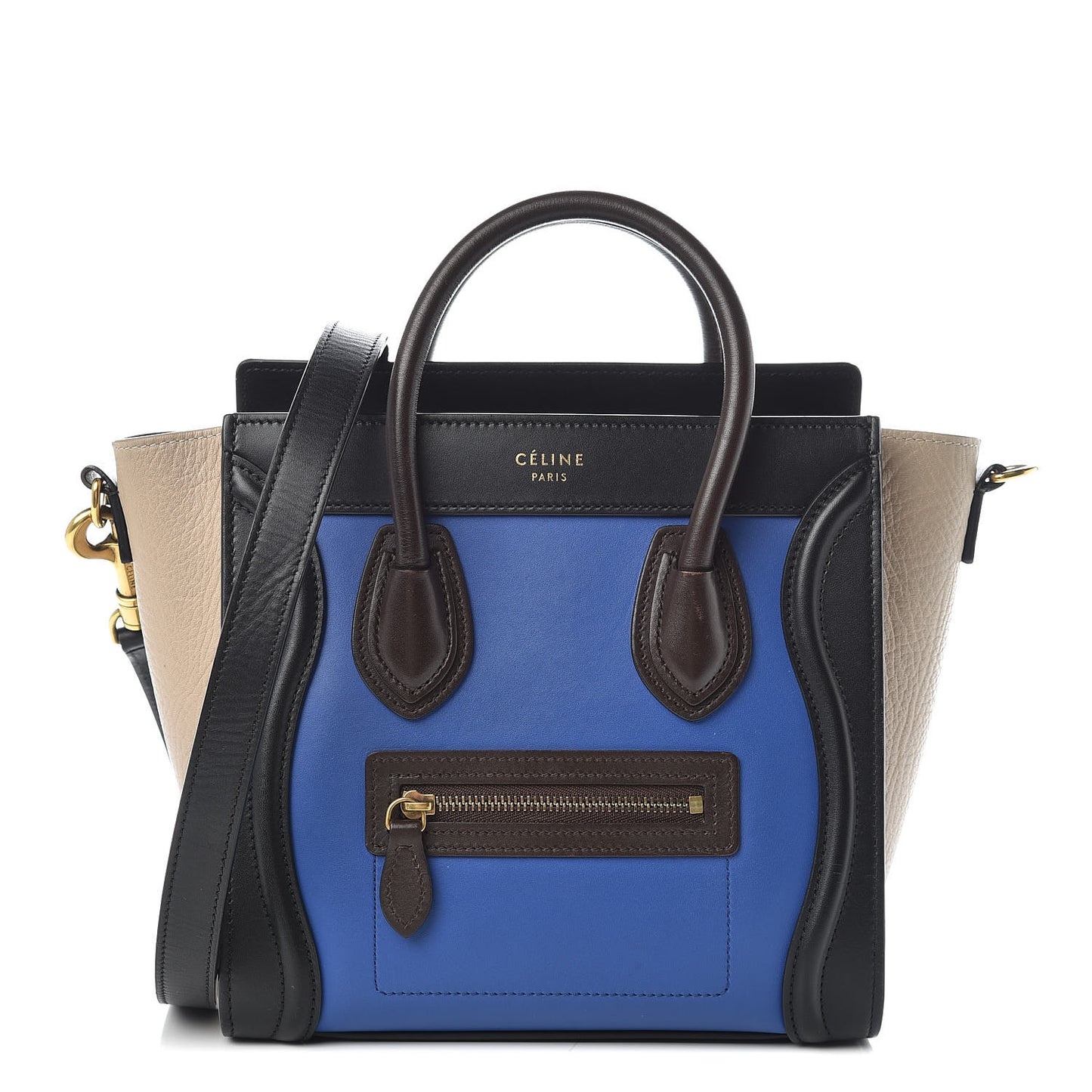 Smooth Calfskin Bullhide Nano Tri-Color Luggage Indigo