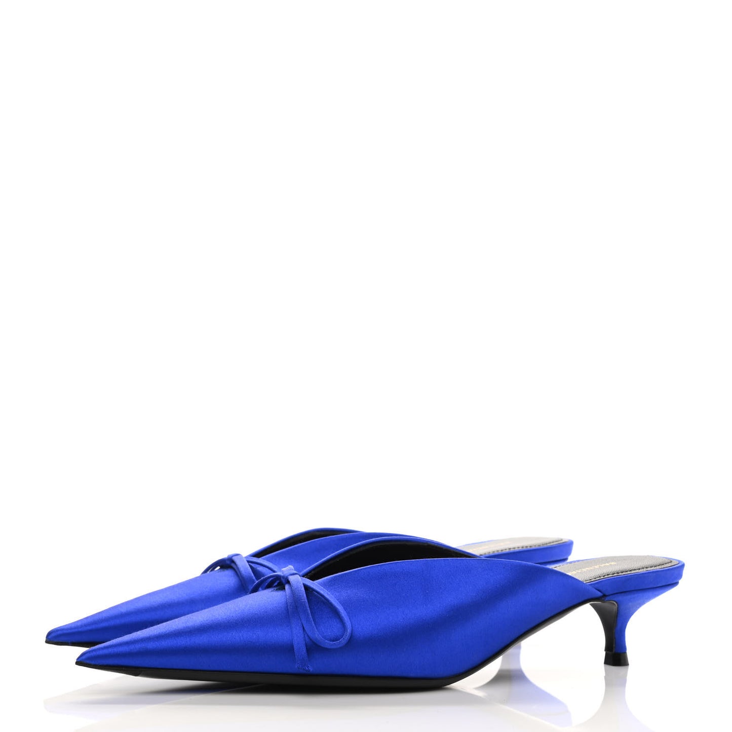 Satin Pointed Toe Knife 40mm Mules 35 Blue
