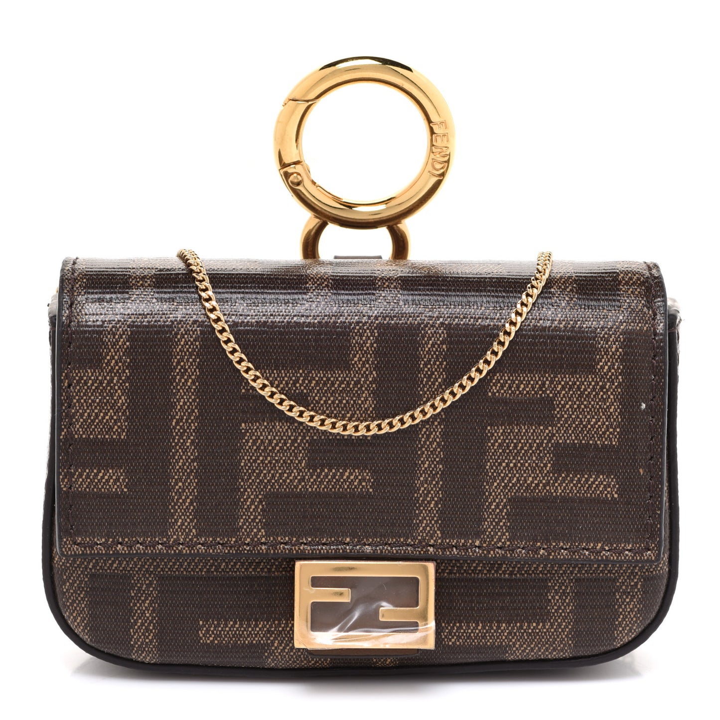 Glazed Fabric FF 1974 Nano Baguette Charm Mogano Panna