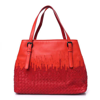 Bottega Veneta Nappa Intrecciato Medium Flow Wave Tote Orange Red 1 of 9
