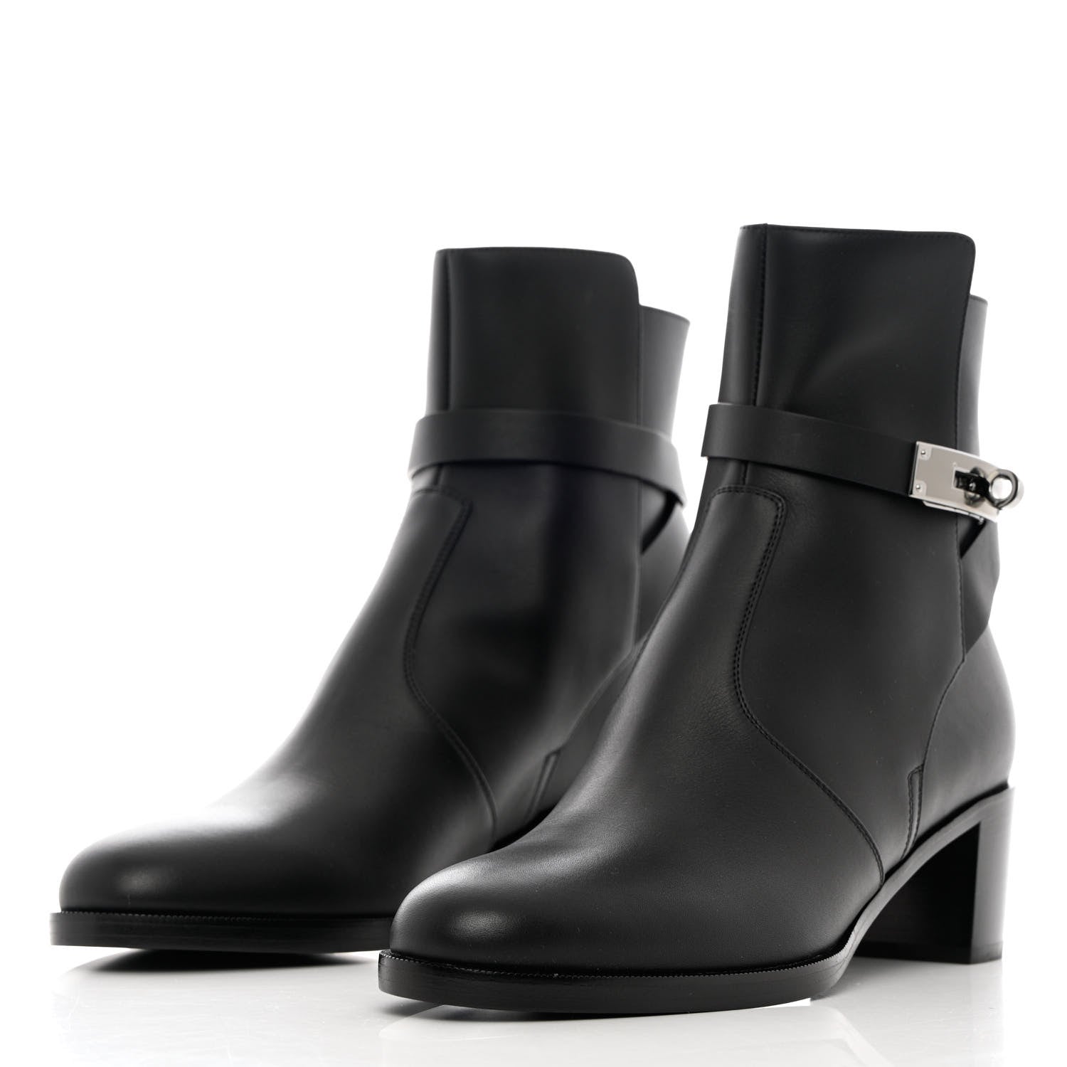 Hermes Calfskin Frenchie 50 Ankle Boots 38 Black 3 of 14