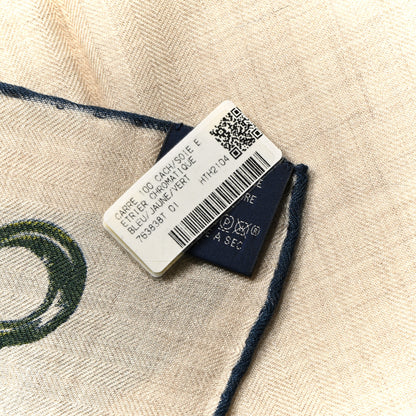 Hermes Cashmere Silk Etrier Chromatique Scarf 100 Bleu Jaune Vert 3 of 4