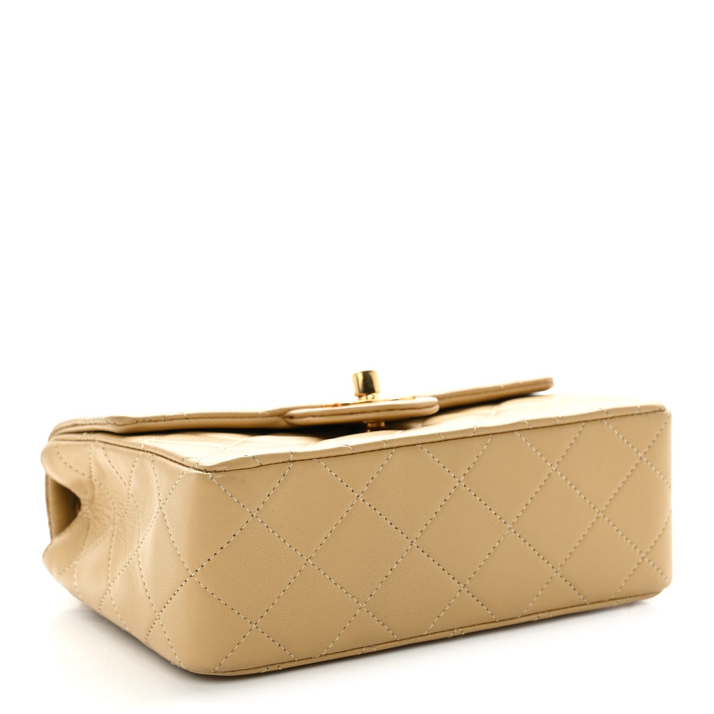 Lambskin Quilted Mini Square Flap Beige