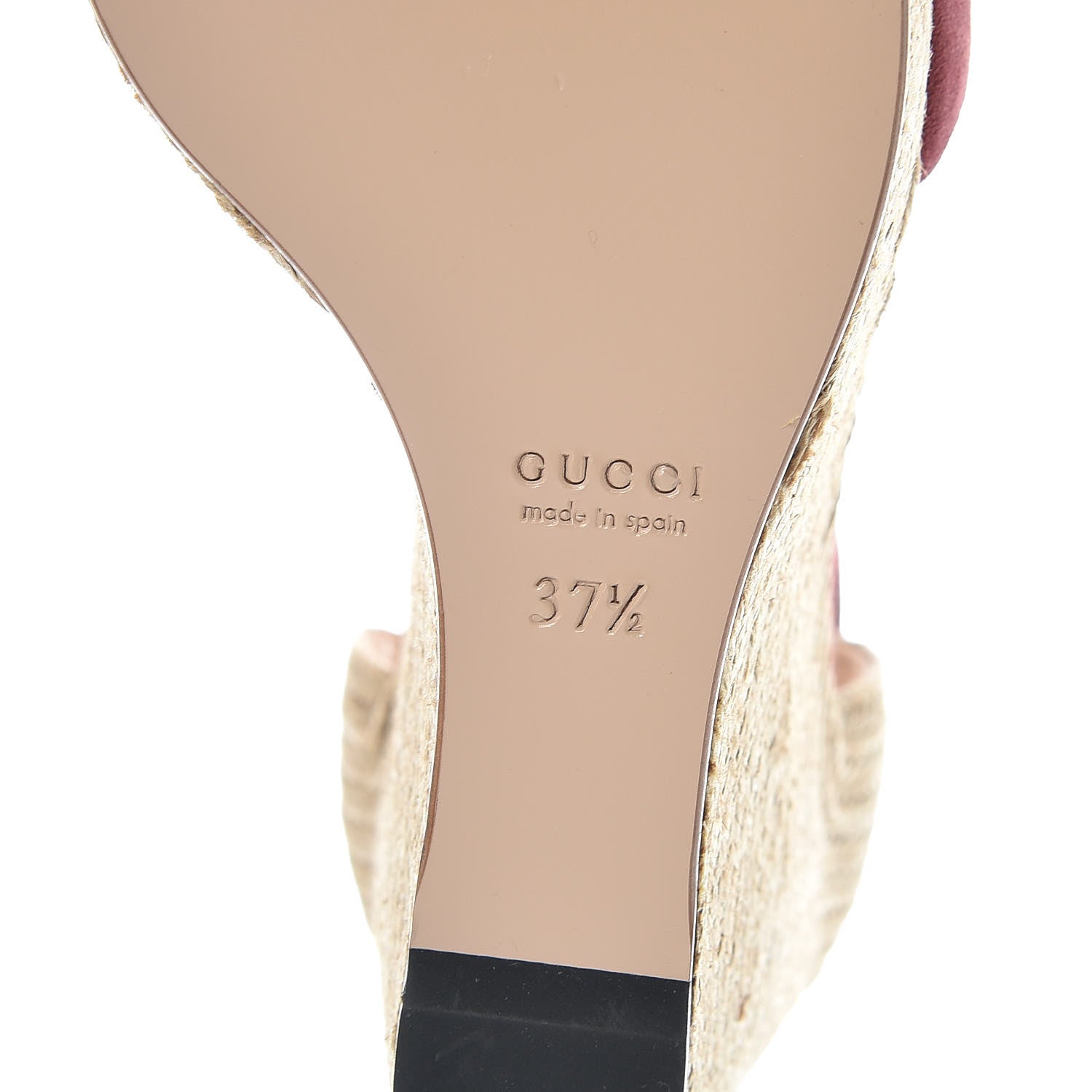 Gucci Kid Scamosciato Horsebit Platform Espadrille Wedge Sandals 37.5 Dry Rose 7 of 8