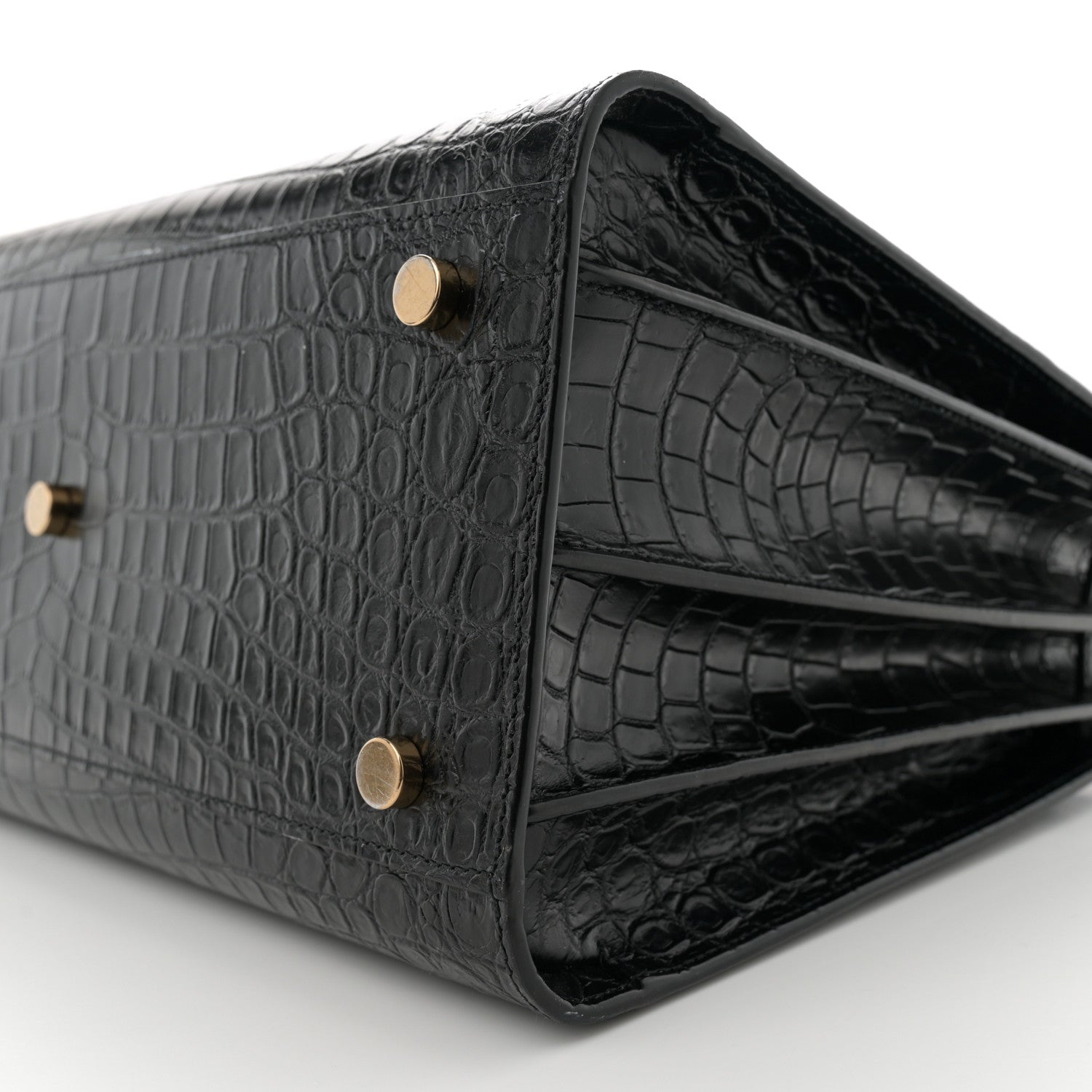 Saint Laurent Calfskin Crocodile Embossed Small Sac de Jour Black 10 of 13