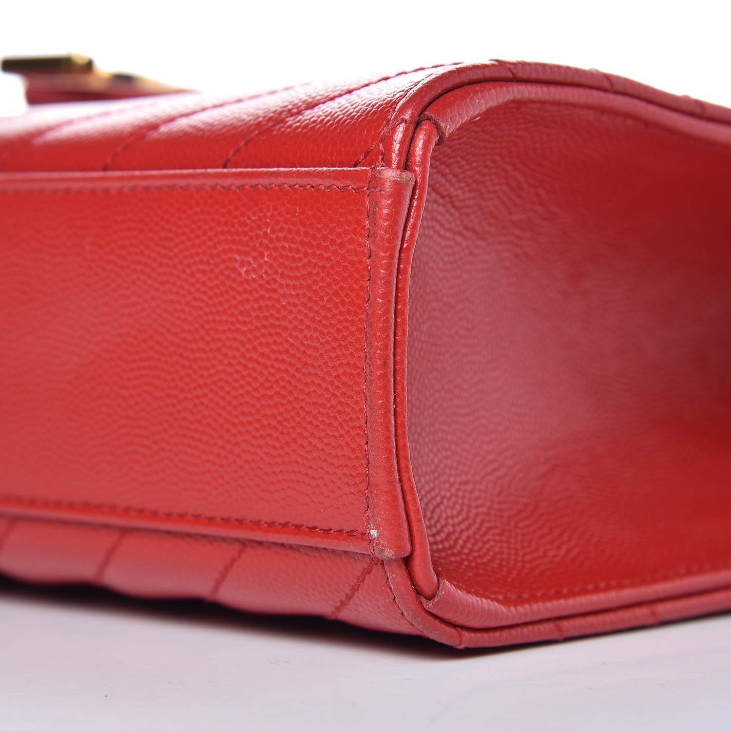 Saint Laurent Grain De Poudre Matelasse Chevron Large Monogram Satchel Lipstick Red 10 of 12