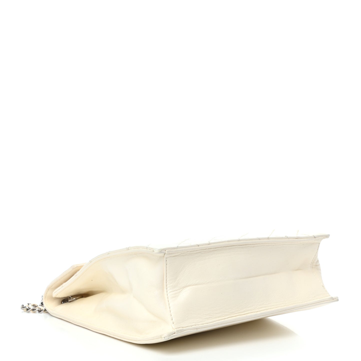 Lambskin Top Handle Logo Flap White